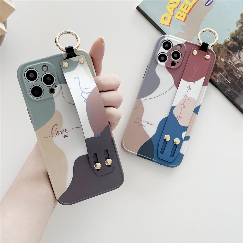 Coque Apple verte pour iPhone 11/13 XsMax/XR avec bracelet 12/14 Pro Max