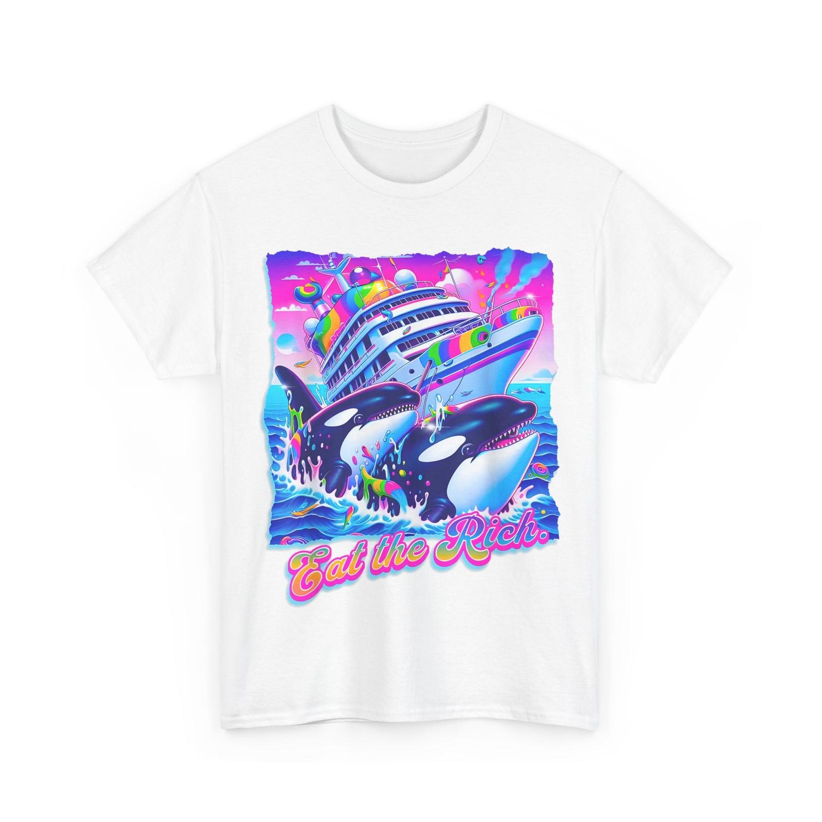 Eat the Rich Whale 90s Orca Shirt, Funny Whale Animal Yacht Retro T-Shirt S