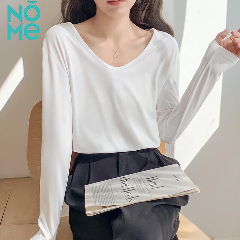 NOME Women's Ribbed V-Neck Long Sleeve T-Shirt