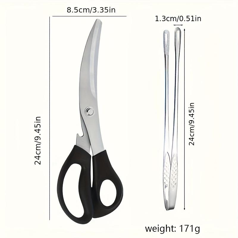 Stainless Steel Scissors and Barbecue Tongs for Outdoor Camping and Barbecuing - Great for Cutting, Grilling and Serving!