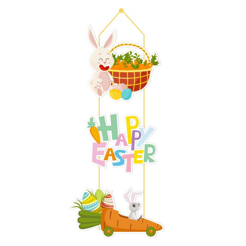 Easter Door Decoration Hanging Paper Easter Egg Rabbit Welcome Sign Ornament Happy Easter Door Hanger Pendant Easter Decoration