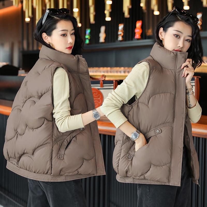 Large size women's vest autumn and winter new down cotton-padded coat 0kg top fat sister loose coat vest