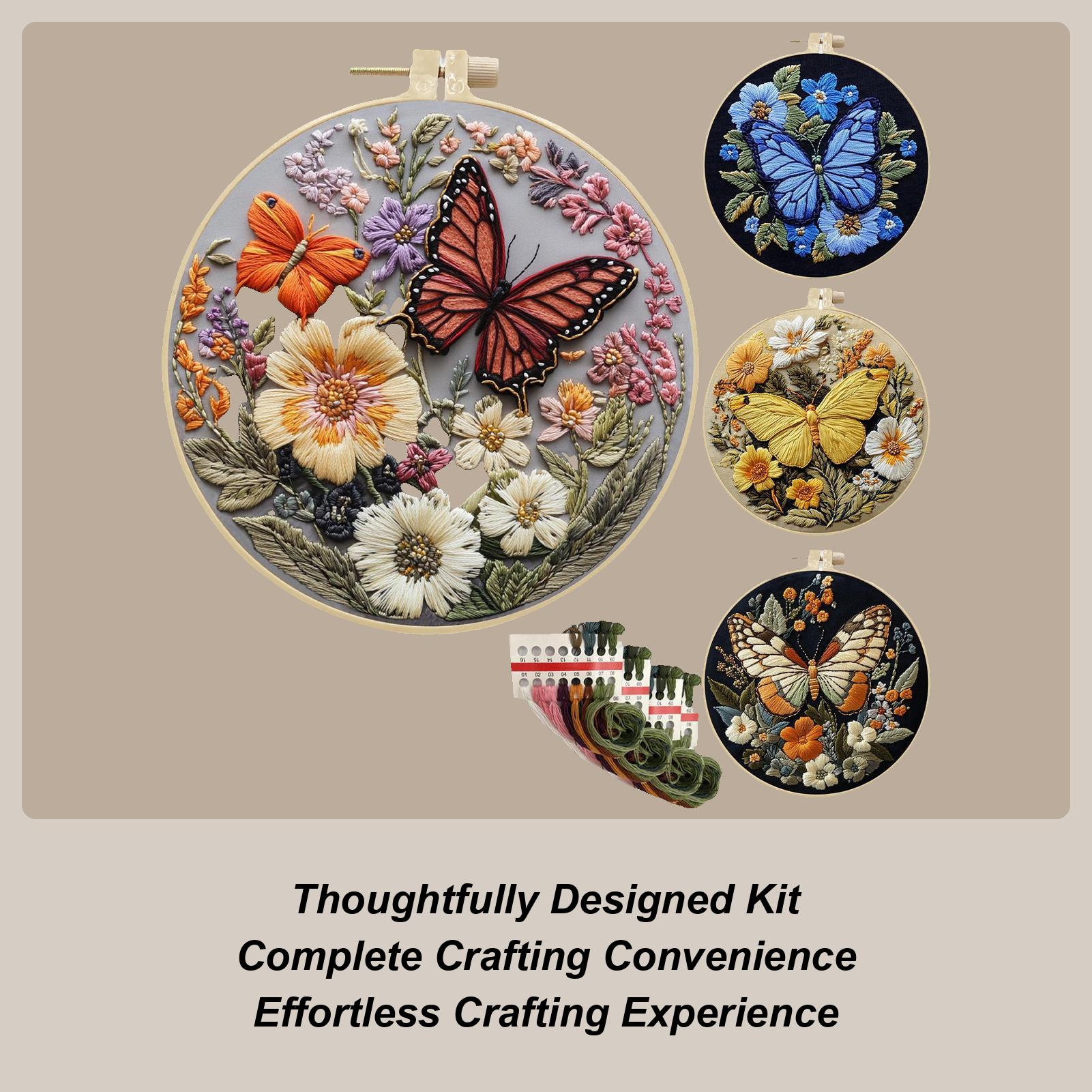 Butterfly Embroidery Kit Butterfly Creative Crafts Embroidery Kit with Pattern for School Project Learning Entertainment CN