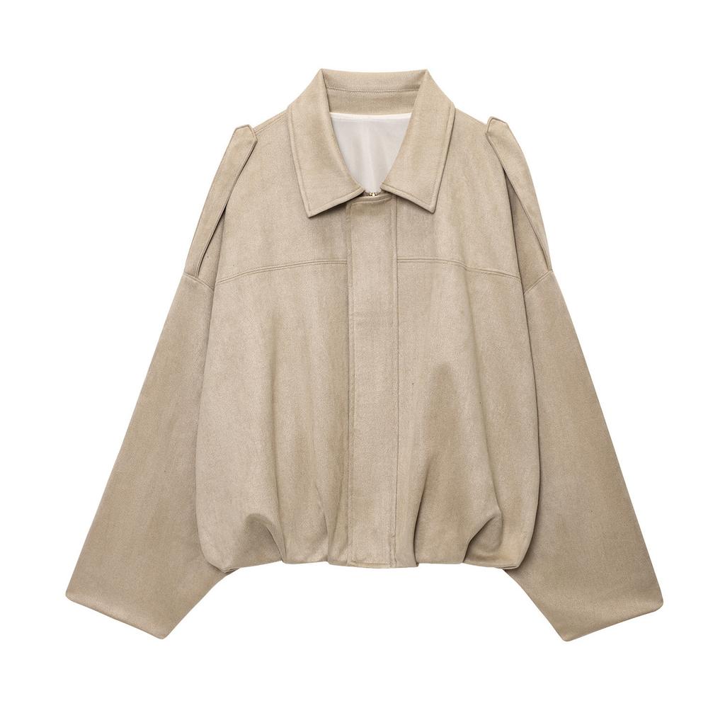 Damen Olivgrüne Cropped Jacke mit Revers, Mehrere Farben Verfügbar