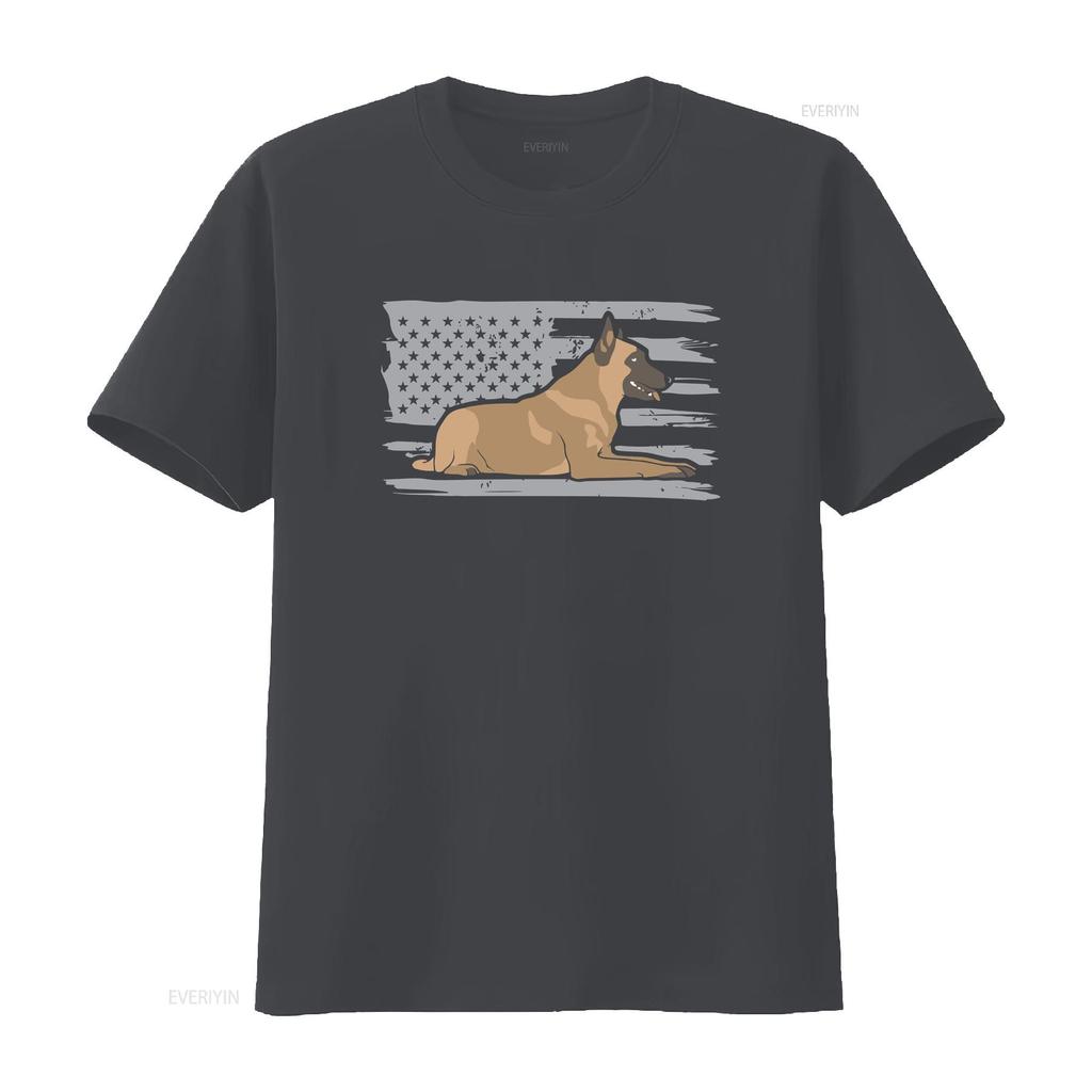 American Flag Belgian Malinois Mom T Shirt Patriotic Dog For Her Women Vintage Washed Versatile Graphic Homme Unisex Fashion