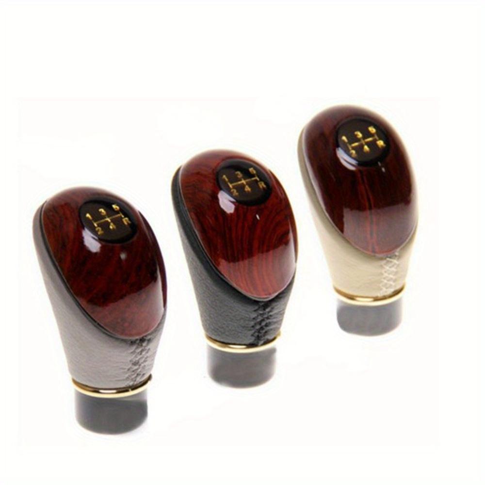 Manual Gear Shift Knob Accessory Wooden PU Universal Car Truck 5-Speed Stick Manual Transmission Lever Gear Selector