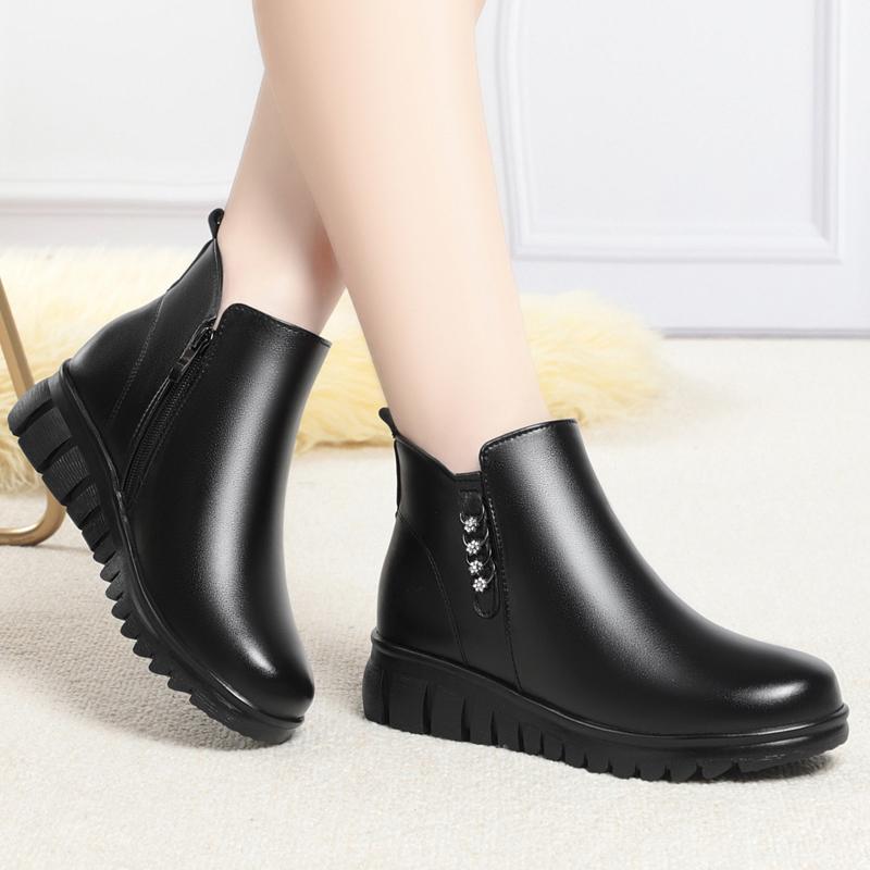 Fashion AIYUQI Mom Snow Boots Non-slip Large Size Natural Wool Women's Ankle Boots Flat For Middle-aged  Elderly Women Booties