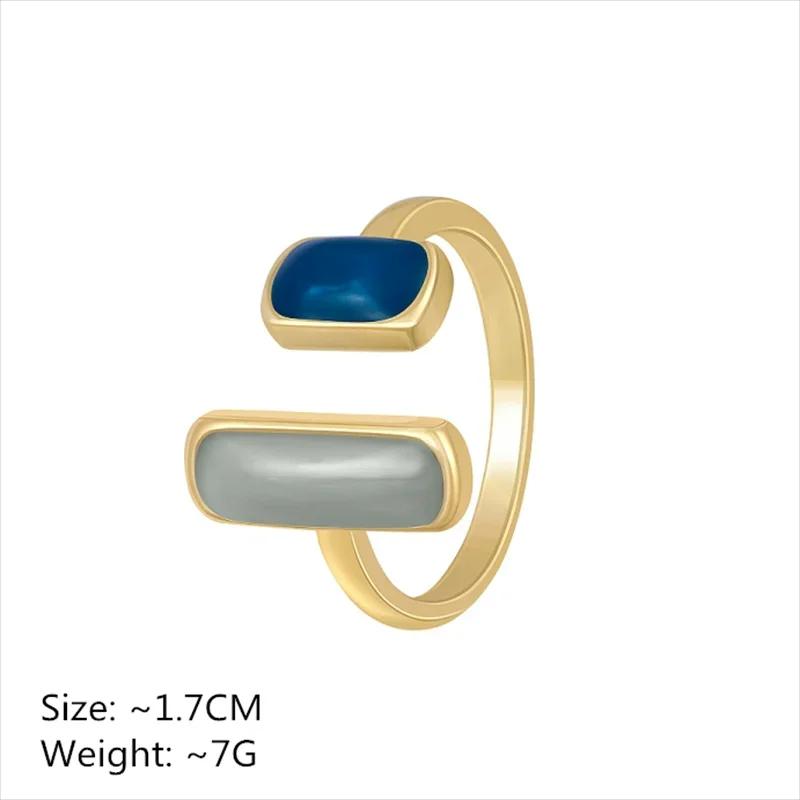 Mode Retro Gold DoppelÖltropfen Damen Offener Ring Geometrischer Goldmetallring Hochzeits Schmuck Geburtstagsgeschenk