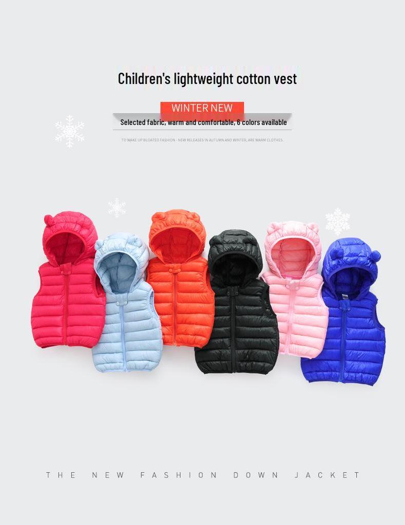 Children's Hooded Vest with Ears - Lightweight Cotton Jacket for Boys & Girls, Baby Outerwear Gilet