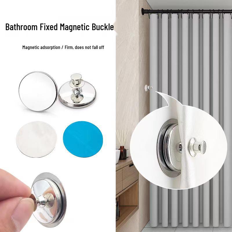 Magnetic Shower & Bed Curtain Buckle Set: Large, Nail-Free, Hidden Fasteners, Double Buckle Design, No-Sew Attachment