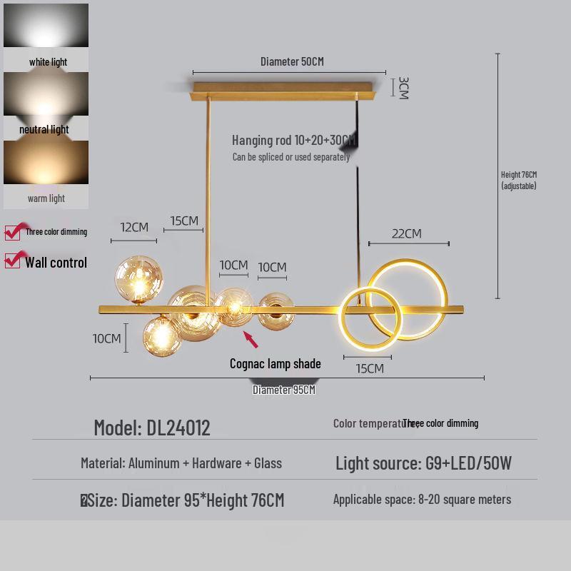 Nordic Modern Minimalist Chandelier - Creative Dining Room Light with Magic Bean Glass Bubbles.