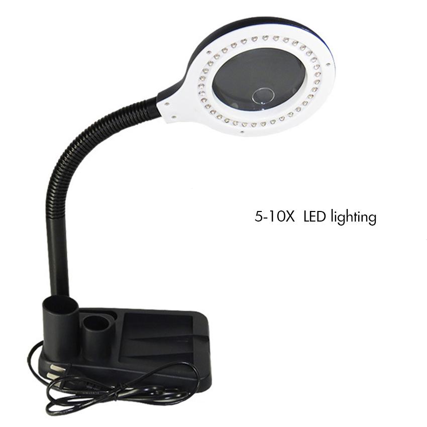 Flexible Lupe 5x 10x Tisch & Schreibtisch-Lupe Energiesparende LED Ultra Helles Licht Elektronik-Reparaturwerkzeug