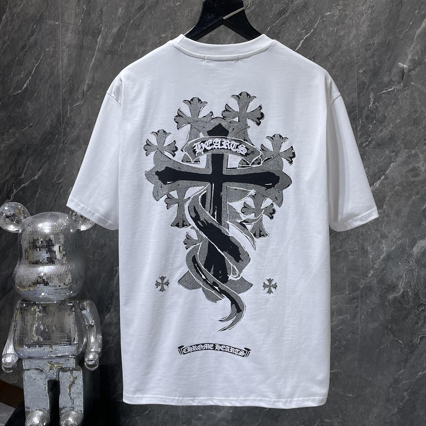 

GZ-8937 CHROME HEARTS 2025 Літня Новинка Високоякісна Бавовняна Футболка з Круглим Вирізом Вільного Крою Великого Розміру Чоловіча та Жіноча Парна Футболка XL білий