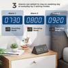 1PC Wood Grain Triangle Alarm Clock LED Bedside Alarm Clock, with Temperature and Humidity Display, Adjustable Brightness