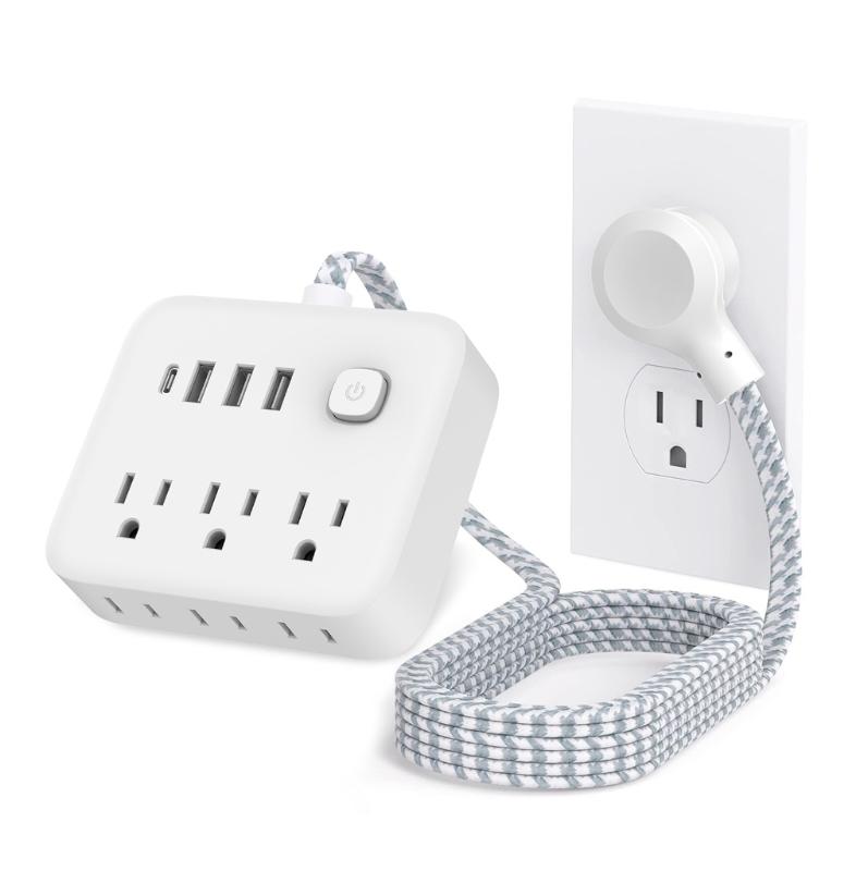 

Flexible Power Station 3 Outlets and USB Desktop Charging Station with Flexible Cord Space Efficient For Multiple Devices 1