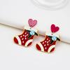Christmas Tree Cartoon Gift Socks Contrasting Color Relief Printed Earrings Three-Dimensional Cartoon Holiday Earrings