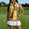 Women's Golf Sleeveless Shirt with Zipper Collar Halloween Print Casual Sport Top