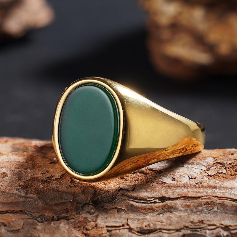 1pc Men s Women Ring Vintage 316L Stainless Steel Ring with Black Onyx Agate Tiger Eye Lapis Stone Unisex Ring Jewelry 6
