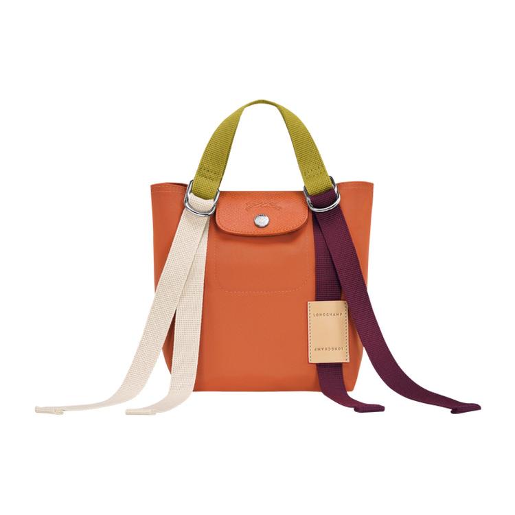 New LONGCHAMP Le Pliage Re Play Leather With Canvas And Polyamide One Shoulder Handbag Small Women's Carrot 10202HCCP69