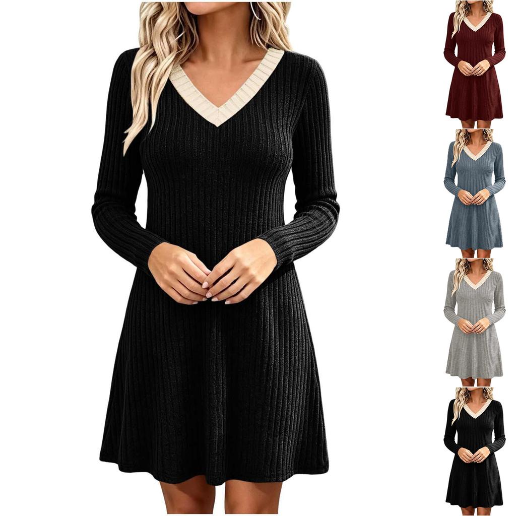 Women's Fashion Long Sleeve Dress Casual Everyday Wear Spring Fall Winter Outfit
