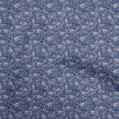 Cotton Flex Blue Fabric Floral Ditsy Sewing Material Print Fabric By The Yard 40 Inch