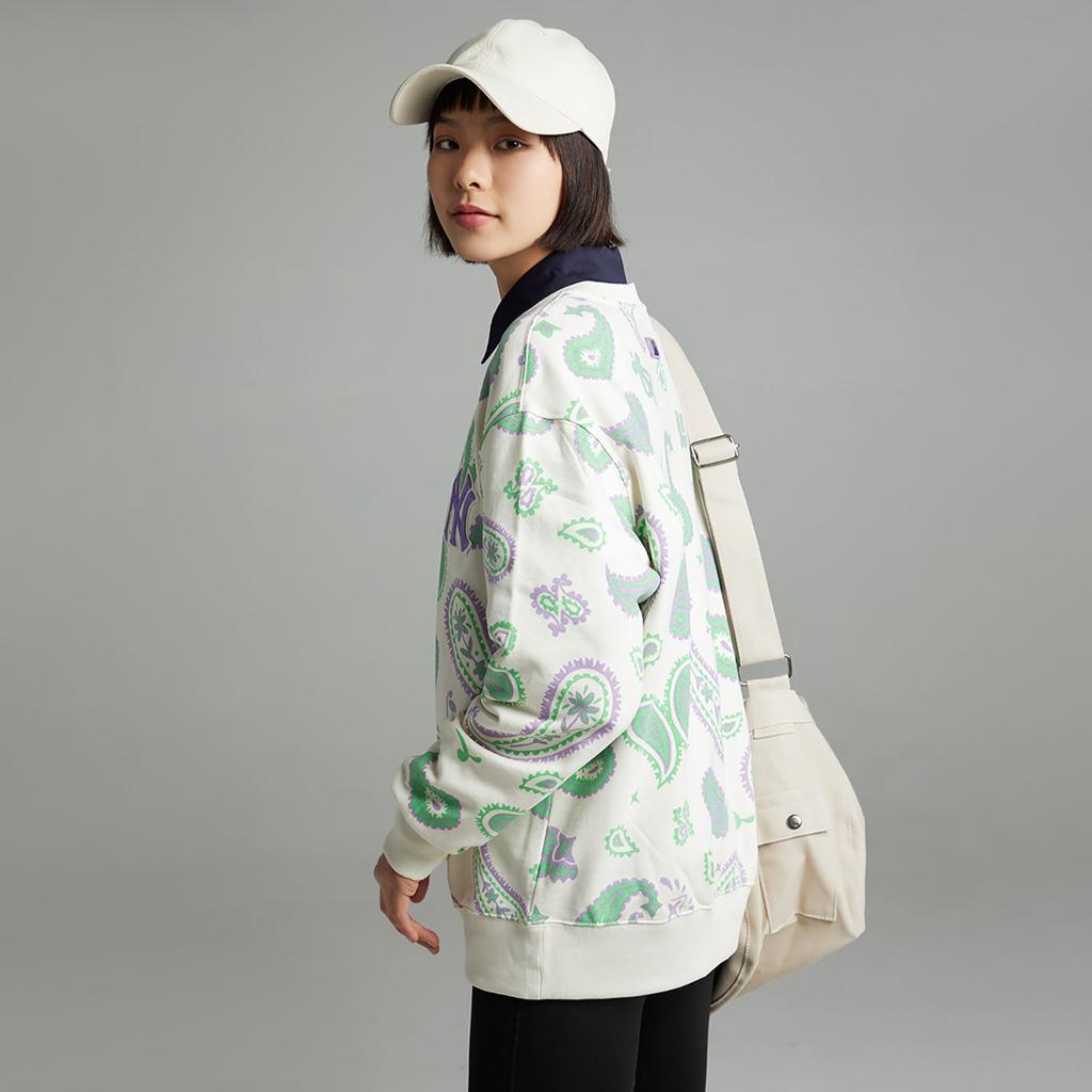 MLB Cashew Flower Sweatshirts Unisex Cream Crew Neck Moderate 3AMTI0224-50CRS