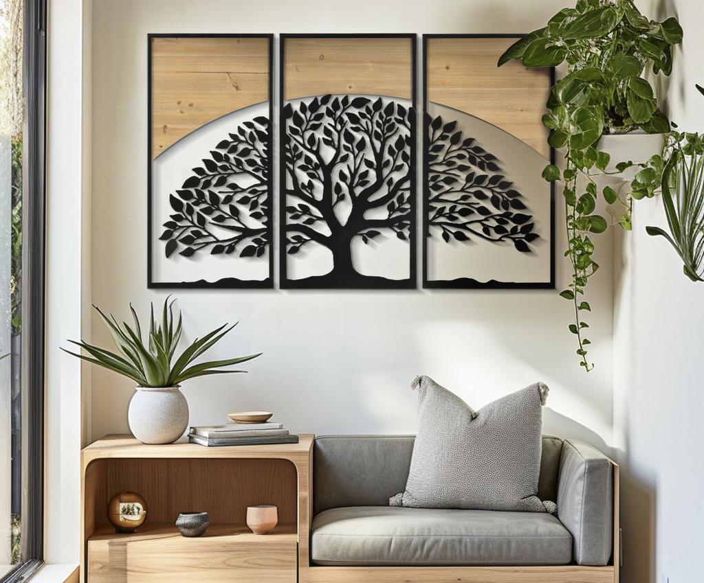 Wall Panel Arc Iron And Wood Set 3 Pcs Cm 105X2X70 (35X2X70)