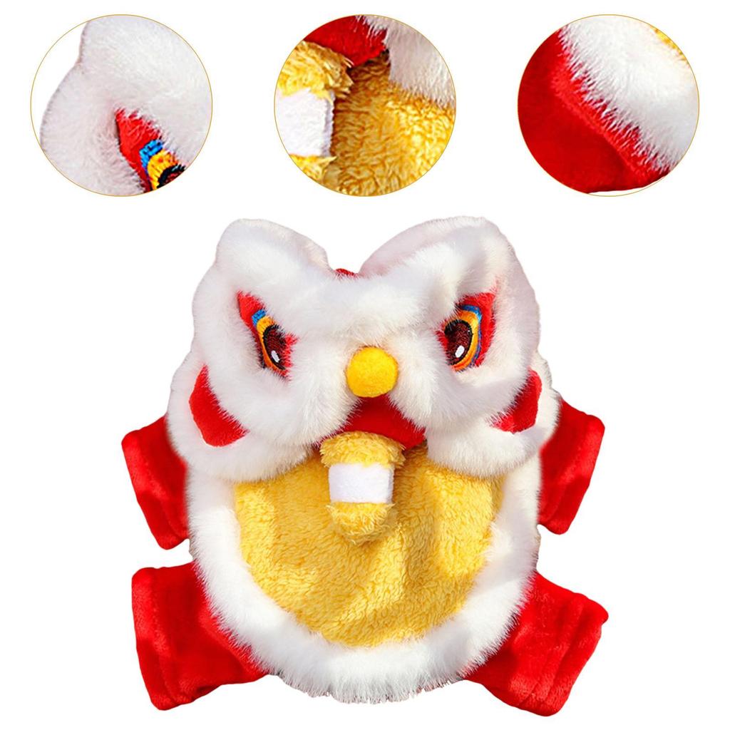 Chinese New Year Pet Costume Dog Cat Outfit Lion Dance Dog Costume Puppy Apparel for Gatherings Spring Festival Photo Prop