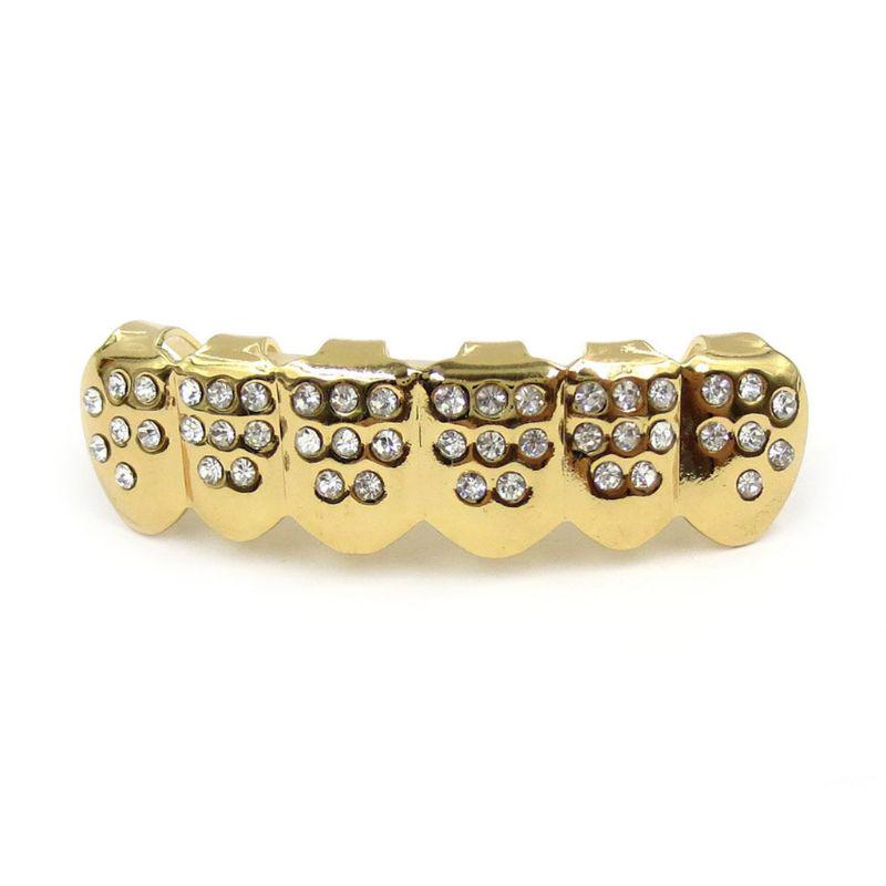 New Fshion Hip Hop Gold Silver Colour Iced Out CZ Teeth Grillz Top Bottom Men Women Jewelry Party Gifts