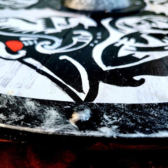 60.96 Cm Wooden Shield Dragon Print Medieval Viking Shield Replica Valhalla Shield Fenrir Gray Battle Worn Shield