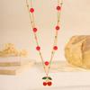 Stainless Steel Necklace Pastoral Cherry Pendant Necklace Does Not Fade Female Titanium Steel Necklace Fresh Small Cherry Necklace