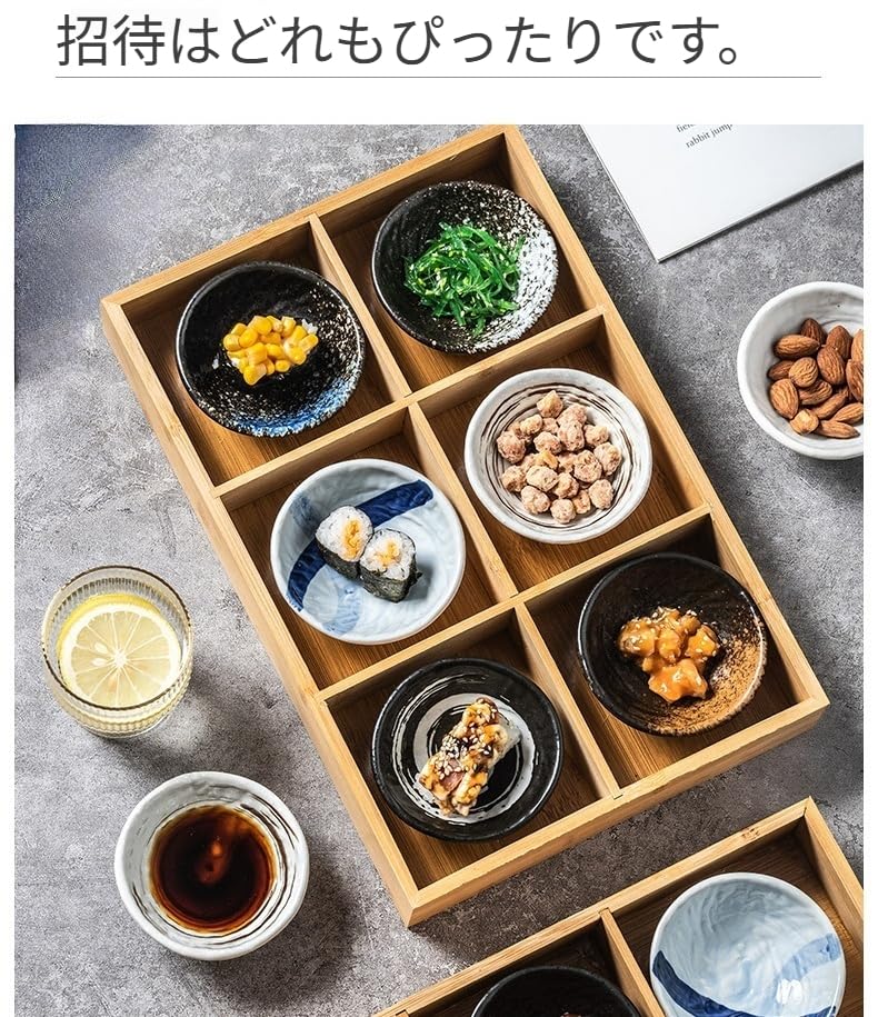 Große Bambus-Servierplatte im Rokugyo-Stil (33x22,5cm), Geteilter Lebensmittelbehälter, Perfekt für Gemüse, Mittagessen und Wurstwaren. Praktisch für Restaurants