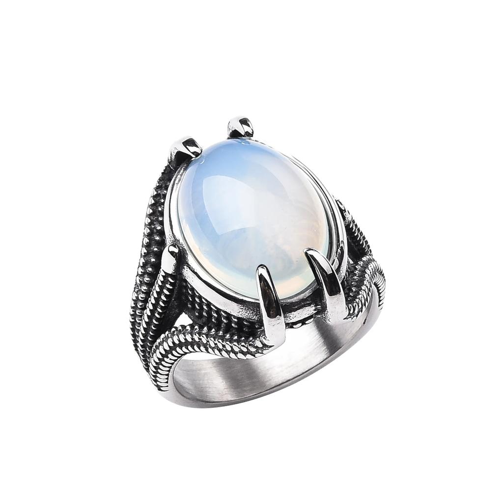 Men's Trend High Quality 316LStainless Steel Onyx Claw Rings Classic Vintage Fashion  Products