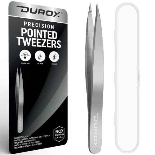 DUROX Ingrown Hair Tweezers / Splint Removal Tweezers / Fine-Tip Tweezers | Ultra-Fine Precision Tip (Pointed/Fine) | Sharp-Tipped Tweezers