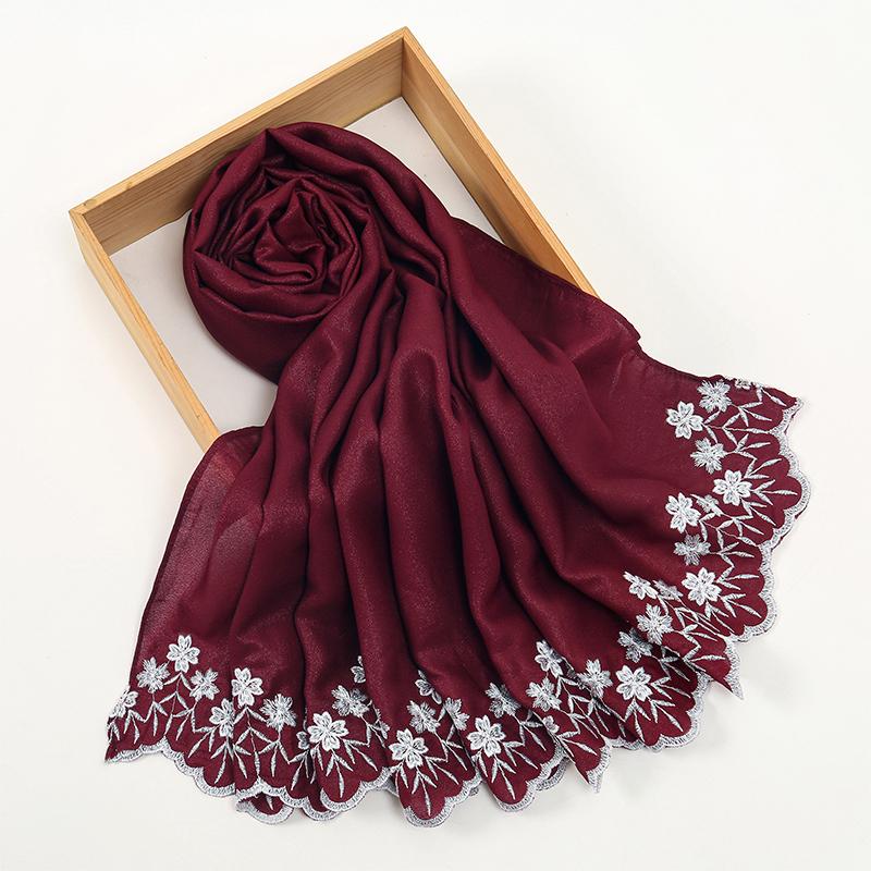 9 Colors Glitter Hijab Cotton Polyester Scarf Wraps Plain Shawls Rayon Fabric Silk Silver Wire Muslim Scarf Women Instant Hijab