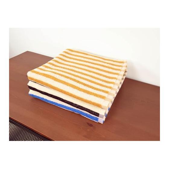 Kosugizen Daily Bath Towel BASIC Middle Stripe 3 Colors (1 Each) Set of 3 60 X 120cm Good Volume Value Set AMZG-700A-3