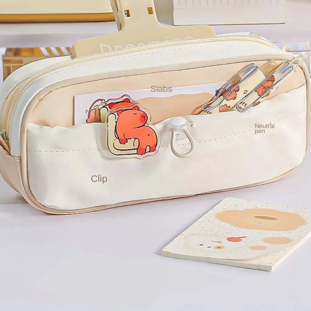 Large Capacity Capybara Stationery Bag Pencil Case Cartoon Pencil Bag  School