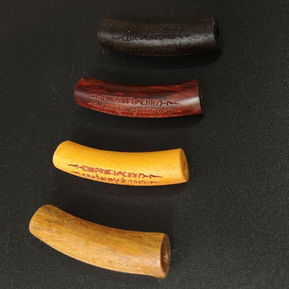 3Pcs 35*8mm Loose Beads Wood Spacer Bead Bag Charm Curved Tube Beads  Craft Projects