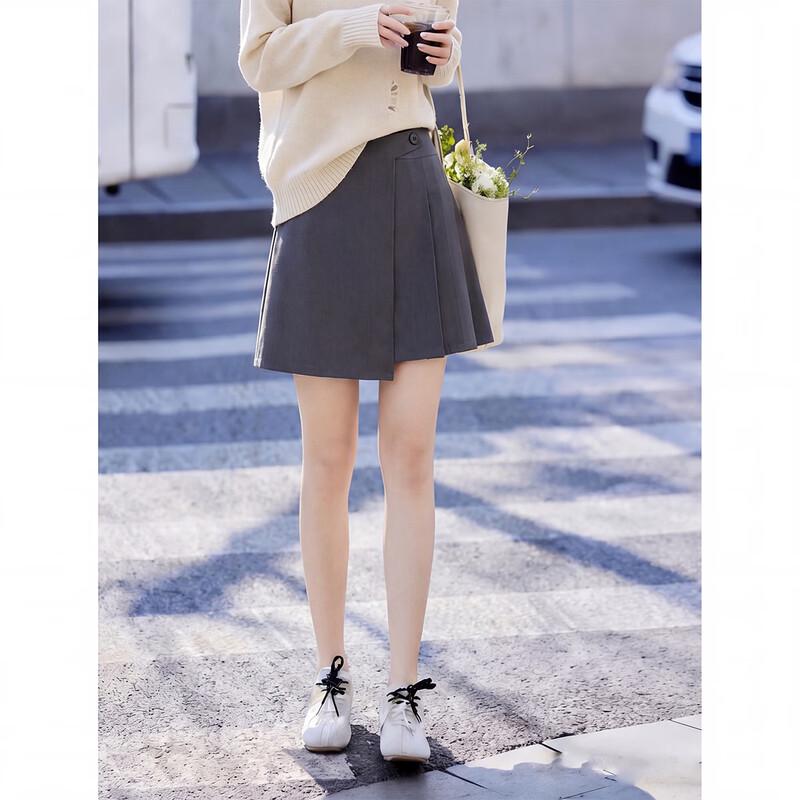 

TERRE BLEUE Women s High-Waist A-line Pleated Short Skirt L