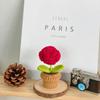 Mini Fiori all'Uncinetto Rosa Girasole Fiori Eterni Lavorati a Maglia Fiori Lavorati a Maglia in Vaso Decorazione Ufficio