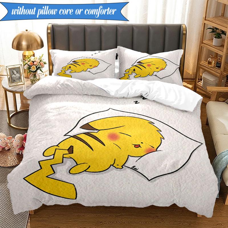 Cute Pika Adventure 3pcs K-pop Music Group Bedding set,Ideal for Bedroom, Dormitory,Including Duvet Cover And 2pcs Pillowcases,Fan Gifts