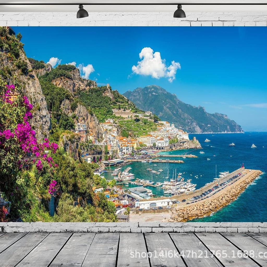 Italian Natural Scenery Tapestry, Room Hanging Cloth, Bedroom Wall Blanket, Bedroom Wall Cloth, Living Room Decorative Cloth
