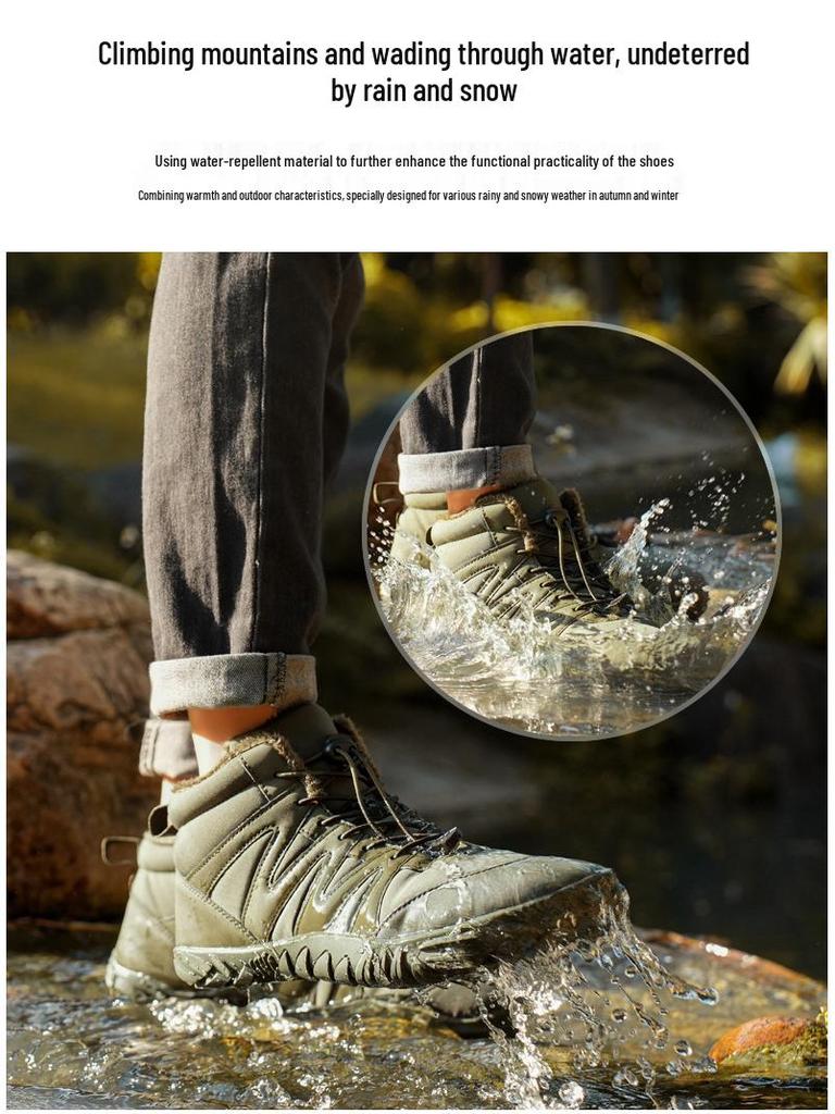 New Winter Outdoor Non-Slip Splash-Proof Snow Boots with Velvet Lining for Couples - Warm Mountaineering Five-Finger Design