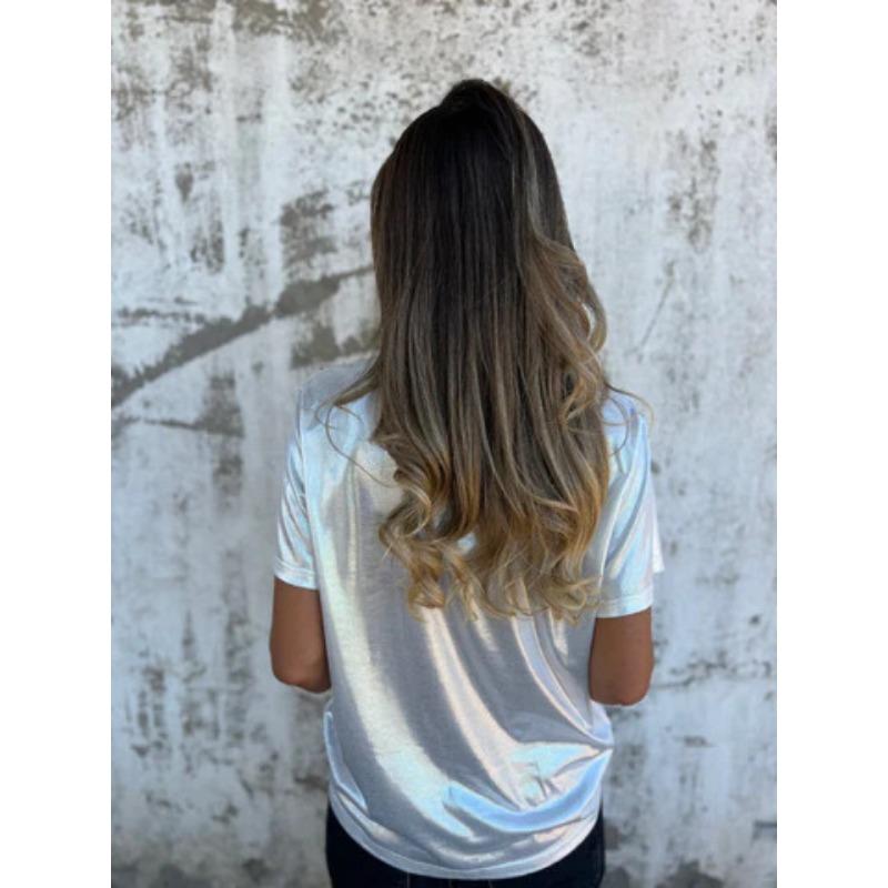 YYFS Damenmode, lässig, Sommer, Frühling, einfarbig, bedruckt, kurzärmelig, O-Ausschnitt, Blusen und Hemden