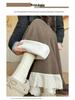 Women's Patchwork Lace Trim High-Waisted Wide-Leg Pants: Versatile, Slimming, Plus Velvet for Autumn/Winter 2025.