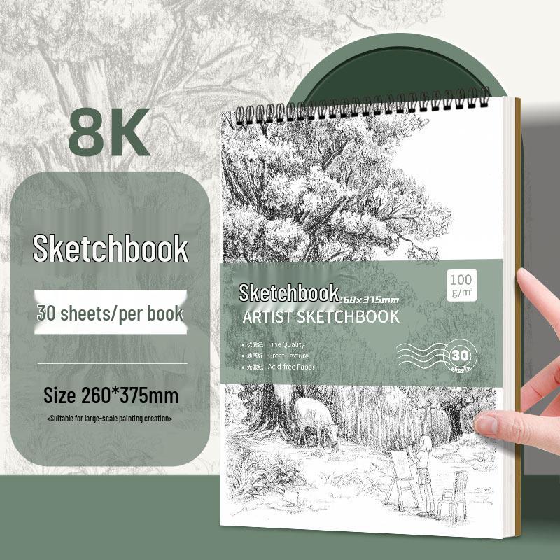 A4 & 8k Student Sketchbook: Thick Hardcover Blank Art & Drawing Book