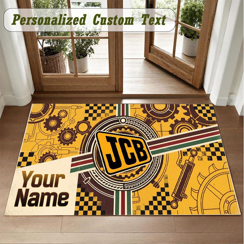 Crystal Velvet Square Rug Custom NameJCB Pattern Non Slip Home Floor Decor Rug