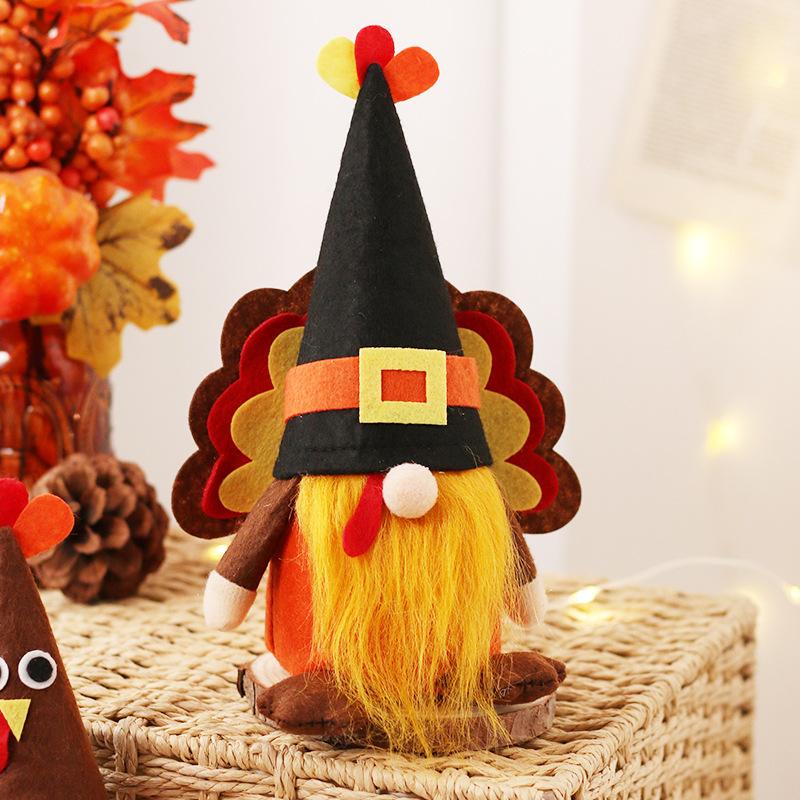 Halloween Decorations - Cute Wind-up Turkey Faceless Old Man Figurines for Party Decorations - Thanksgiving Party Doll Ornaments