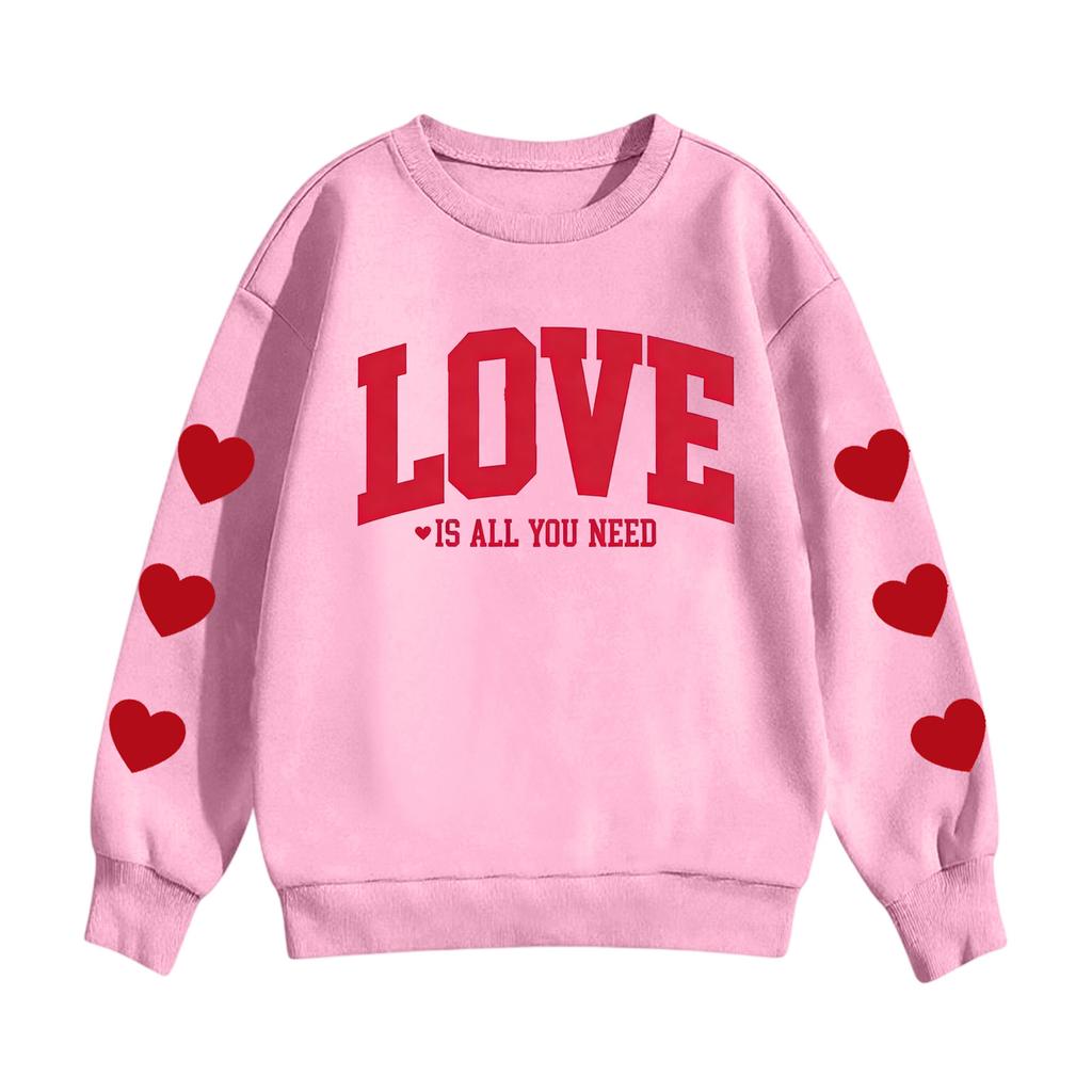Felpa con cappuccio e stampa per bambini, girocollo casual, manica lunga