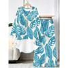 Marble Print Two Piece Outfit Women Long Sleeve Irregular Hem Tunic Top Wide Leg Pants Casual Matching Set